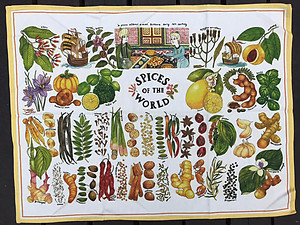Spices of the World Tea towel ( Yellow)