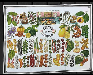 Spices of the World Tea Towel ( Dark Brown)