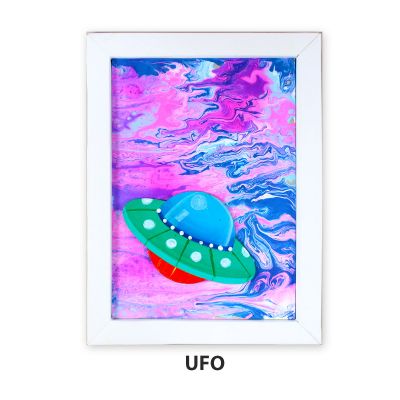 Pour Art Painting Kit With 3D Frame - Space Theme UFO