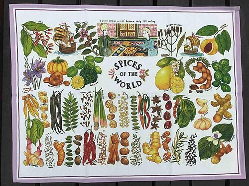 Spices of the World Tea towel ( Lavender)