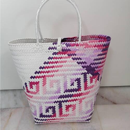 Handmade Purple Pink White Sarawak Penan Bag
